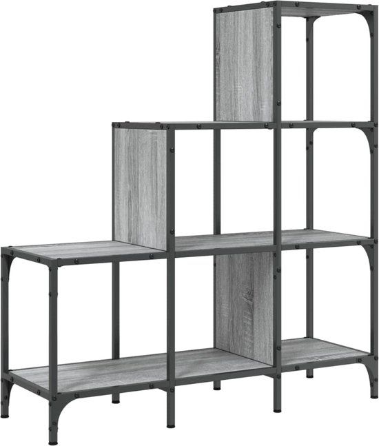 vidaXL Boekenkast 92x30x102 cm Bewerkt Hout en Metaal Grijs Sonoma