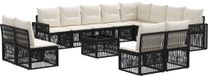 vidaXL - Banc de jardin - Set - 13 - pce - Noir - et - Crème - Blanc - poly - rotin