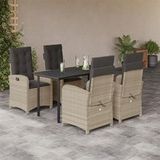 vidaXL 5-delige Tuinset met kussens poly rattan lichtgrijs