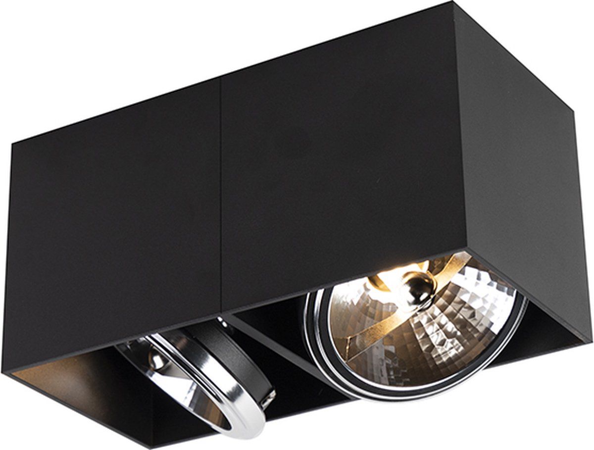 QAZQA Box - Plafondspot - 2 Lichts - Zwart - Aluminium