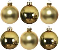 Decoris Kerstballen - 6 stuks - Goud - 8 cm - Glas - Glans en Mat