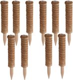 Pro garden tuteur coco - 10x - bois d'eucalyptus - D4,5 x H30 cm - support de plante