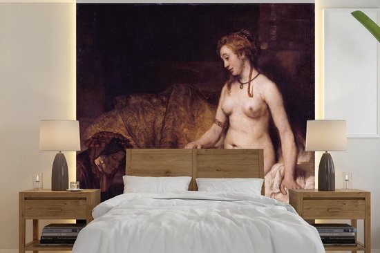 Nr1Wallpaper Behang - Fotobehang Bathsheba in het bad - Rembrandt van Rijn - Breedte 300 cm x hoogte 300 cm