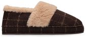 Manfield - Dames - Bruine geruite pantoffels met bont - Maat 41