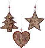 Decoris Figurine décorative de Noël en MDF 3 assortis 10x10cm (1 pièce) assortis