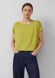 s.Oliver T-shirt Vrouwen Kiwigroen Maat 38 Korte Mouw Ronde Hals Viscose Aansluitend Casual Effen Extra Kort Lente/Zomer 2026