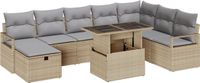 vidaXL Tuinset met 9 zitplaatsen, polyrotan