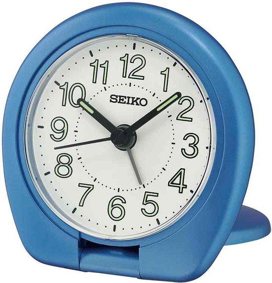 SEIKO QHT018L reiswekker met snooze blauw