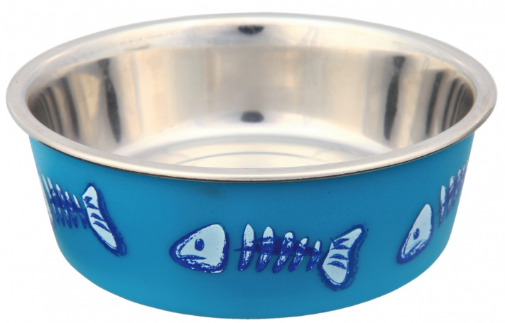 TRIXIE 25270 Kattenvoerbak - Blauw - Roestvrijstaal, kunststof - 0,3 L - 120 mm