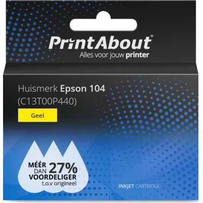 PrintAbout   Huismerk Epson 104 (C13T00P440) Inktcartridge Geel