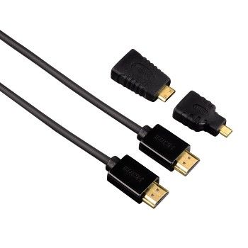 Hama High Speed HDMI Cable Ethernet - 1.5m + 2 HDMI adapters - Zwart