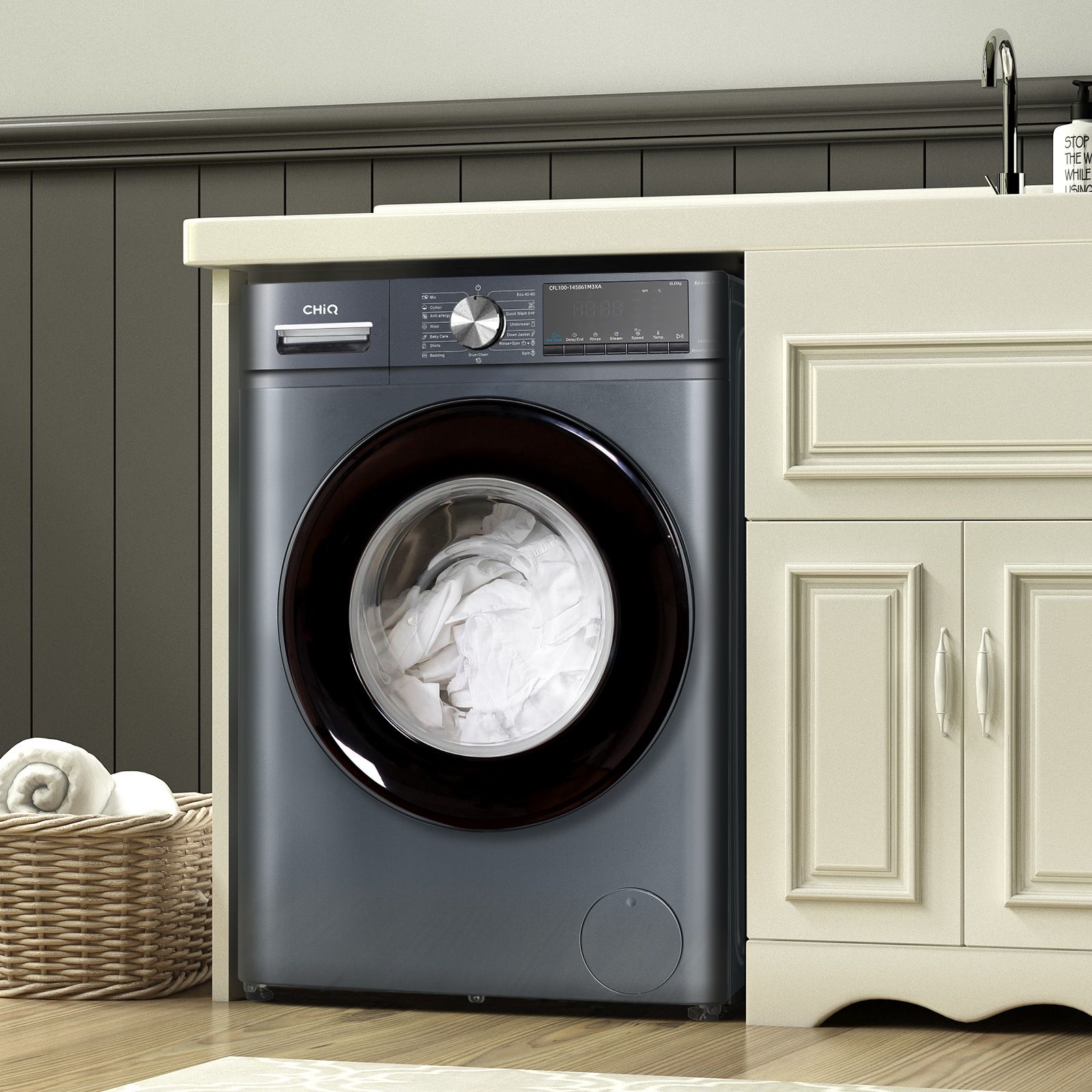 CHiQ CFL100-14586IM3XA - Wasmachine - 10 KG - Space Pro - 16 programma's - AI Smart - Stoomwassen & Quick Wash - 12 jaar garantie op motor - Energieklasse A