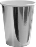Folat Party Products Folat - Metallic zilveren kartonnen bekers - 8 stuks - 250ml