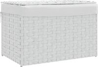 vidaXL Wasmand met deksel 55,5x35x34 cm poly rattan blanc