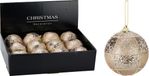 A-plats Boule de Noël 8cm en plastique, couleur beige 1 pièce