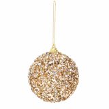 Huismerk boule de Noël 8cm en plastique, couleur or 1 pièce