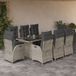 Prolenta Maison Exclusive Tuinset voor de tuin, 9-delig, met kussens, lichtgrijs, van gevlochten polyraan