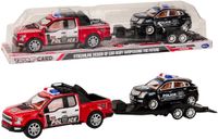 LEAN TOYS Police pick-up with tow truck trailer Off-road vehicle Police set