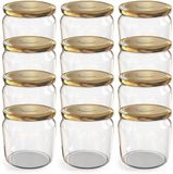 Oputec 12x 360ml inmaakpotten / voorraadpotten TO Ø 82 mm– glazen jampotten – metalen schroefdeksel goud – conservenpotten