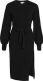 VILA VIRICKY L/S BELTED KNIT DRESS /KA - Dames - Maxi jurken - Zwart - Maat S