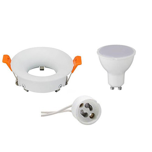 BES LED LED Spot Set - GU10 Fitting - Inbouw Rond - Mat Wit - 6W - Helder/Koud Wit 6400K - Ø85mm