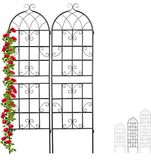 Relaxdays klimplantenrek - metaal - set van 2 - 180 x 50 cm - trellis - zwart