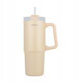 Homely ESTIA HOME ART S.A. Thermosbeker 900ml met Rietje en Handvat - Beige