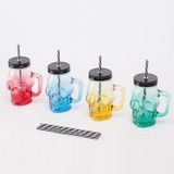 Merkloos Relaxdays Drinkglazen 4 stuks - 500 ml - Doodskop - Kleurig