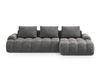 Canapé d'angle droit 3 places avec coffre en velours gris