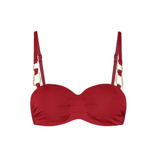 Cyell Design Femme Rouge donkerroze voorgevormde strapless bandeau bikinitop