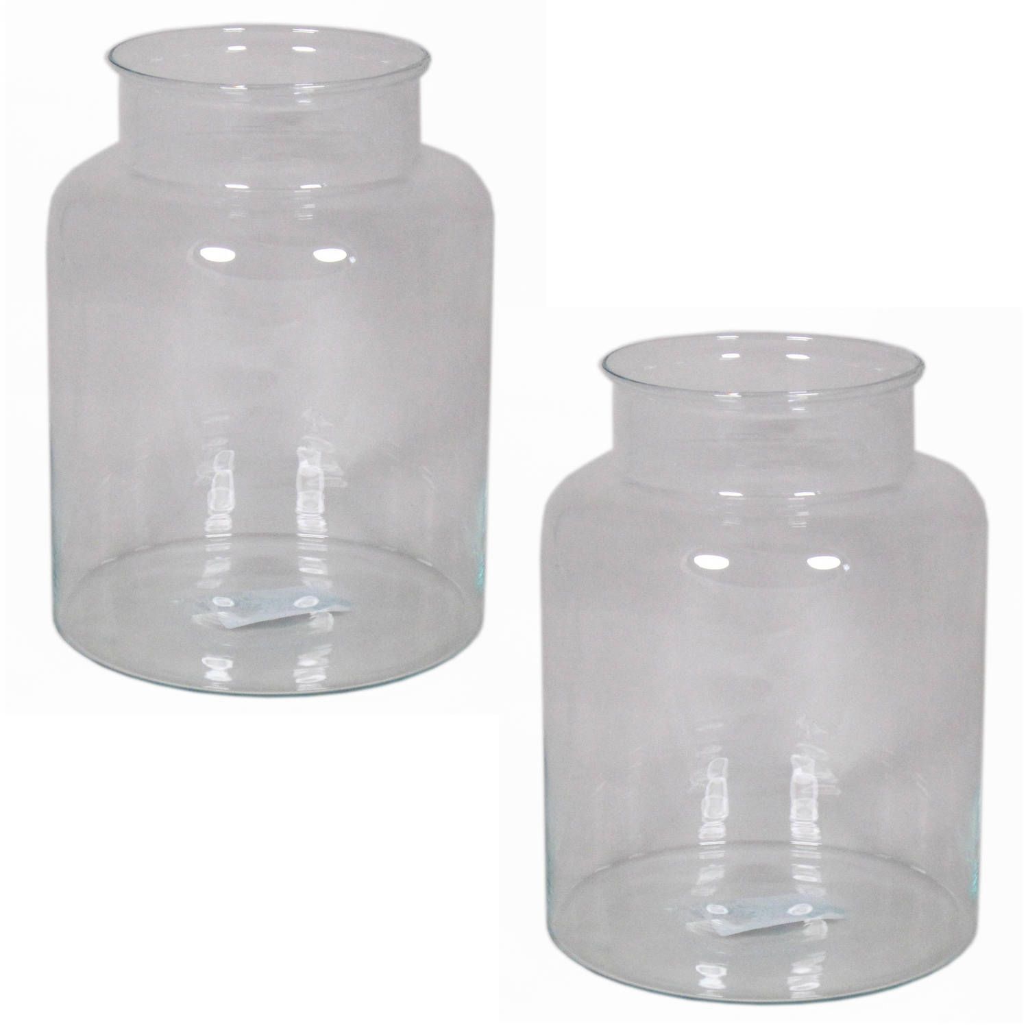 Floran Set of 2 Glass Milk Can Vase 8L - Transparent