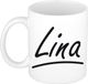 Bellatio Decorations Lina Naam koffiemok - wit - Keramiek - 300 ml