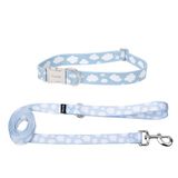 Fisura - Set van halsband en riem voor kleine en middelgrote honden met wolkenpatroon, verstelbare halsband en riem voor honden, van nylon.