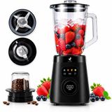 NovaWare Blender – 1.5L – 1000W Smoothie Maker - Incl. Koffiemolen / Bonenmaler Functie 250ML - Met Display - Glas - Zwart