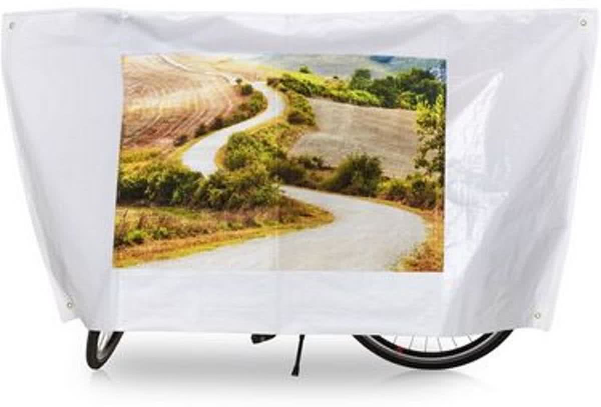 VK COLOR Classic - Fietsbeschermhoes - 210 X 110 Cm - Wit met print