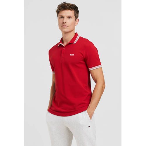 BOSS Paddy Polo Shirt - Regular Fit - Medium Red with Contrast Trim
