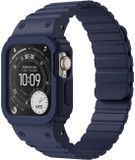 Buddi Forge Bandje en Hoesje Geschikt voor Apple Watch 40/41MM - Siliconen Sportbandje met Case - Magneetsluiting - Blauw