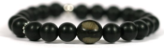 Heaven Eleven - heren armband - Zwart hout - 10mm - buri kraal - 20cm voor andere maten zie omschrijving