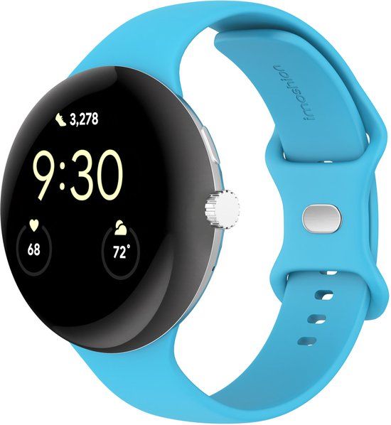 imoshion Ploonk Siliconen⁺ bandje - Geschikt voor Google Pixel Watch 3 / 4 (45 mm) - Maat S - Blauw