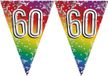 Boland vlaggenlijn 60 jaar - 3x stuks - versiering - vlaggetjes slinger - 6 meter - Glitter folie - Binnen/buiten gebruik