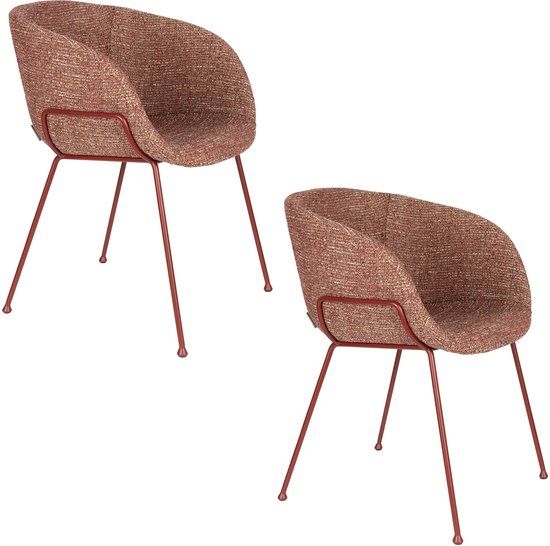 Zuiver Feston Eetkamerstoelen Armleuning Terra/Rood - Set van 2