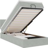 vidaXL - Ottoman bed met matras en LED's - 90x190cm - fluweel - lichtgrijs