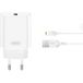 XO Design Chargeur secteur avec câble Lightning CE33, 18W, 3A, 1 x USB-A, Blanc