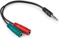 Allteq Jack splitter kabel - Microfoon en audio - 3.5 mm naar 3.5 mm - Male to Female - 30 cm