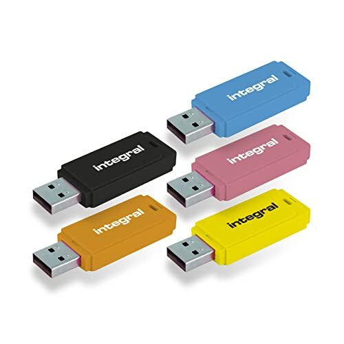 Integral Integral 64GB Neon USB 2.0 Flash Drive 5-Pack (Zwart/Roze/Geel/Oranje/Blauw)