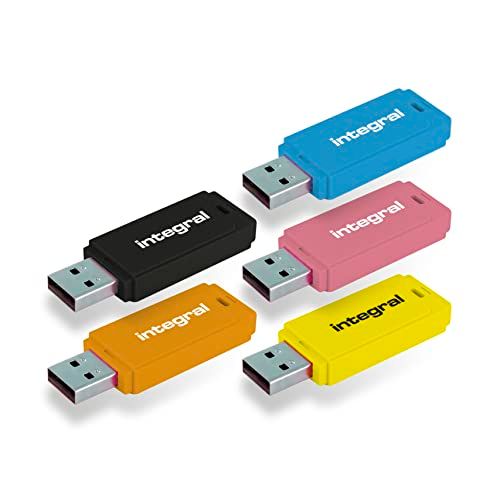 Integral 64GB Neon USB 2.0 Flash Drive - 5 Pack