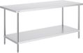 VEVOR Werktafel Roestvrij Staal 762x1829mm Verstelbare Hoogte Op Wielen