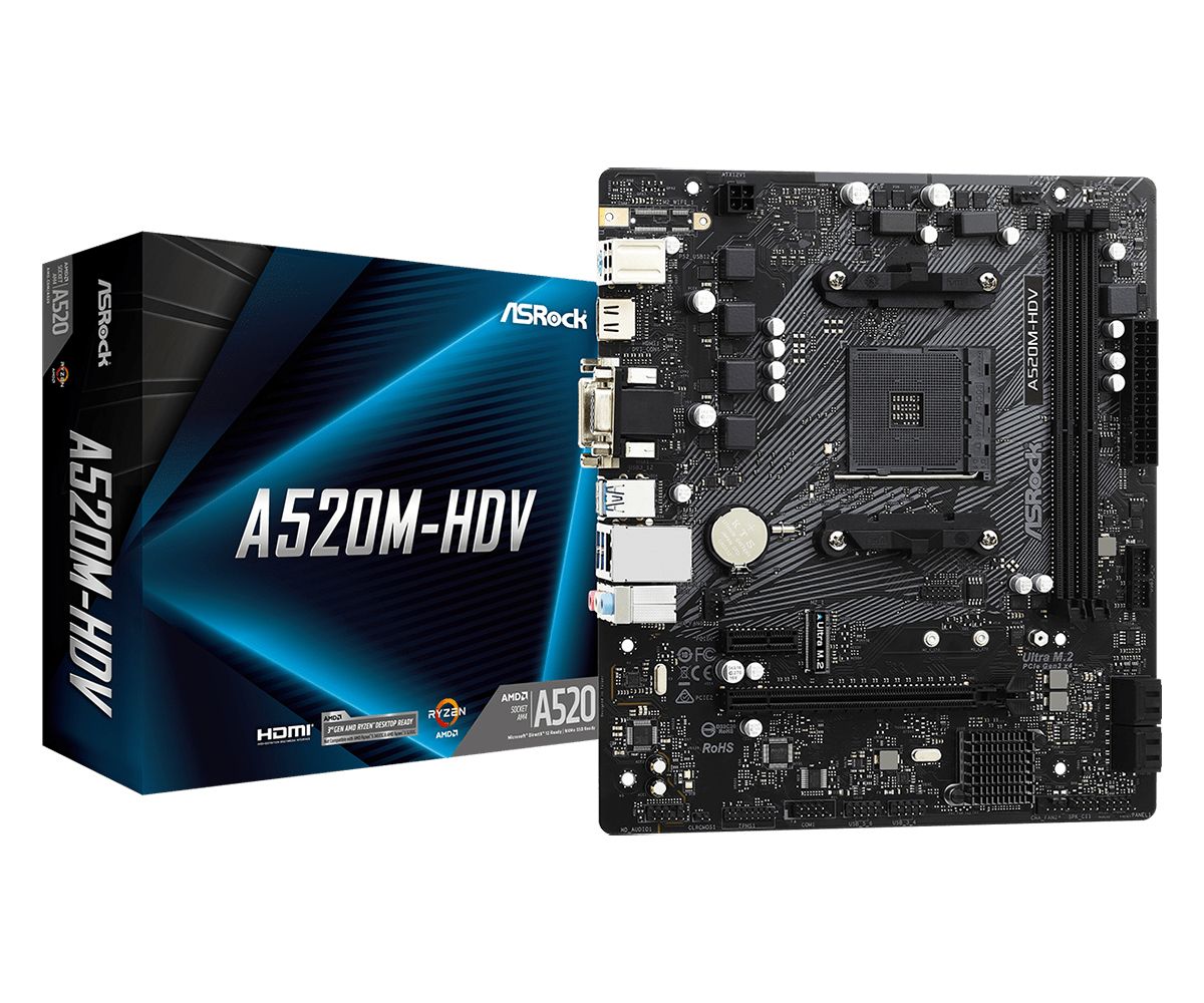 ASRock A520M-HDV - Socket AM4 Micro ATX Motherboard