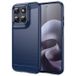 Motorola Coque Motorola Moto G77/G67 en TPU Brossé - Fibre de Carbone - Bleue