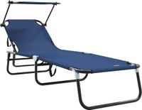 vidaXL Opvouwbare ligstoel met kussen, blauw, 56 x 190 x 81 cm
